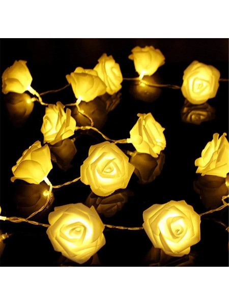 Новогодняя LED гирлянда Цветы 5м, 12 штук, переходник, тепло-белый цвет